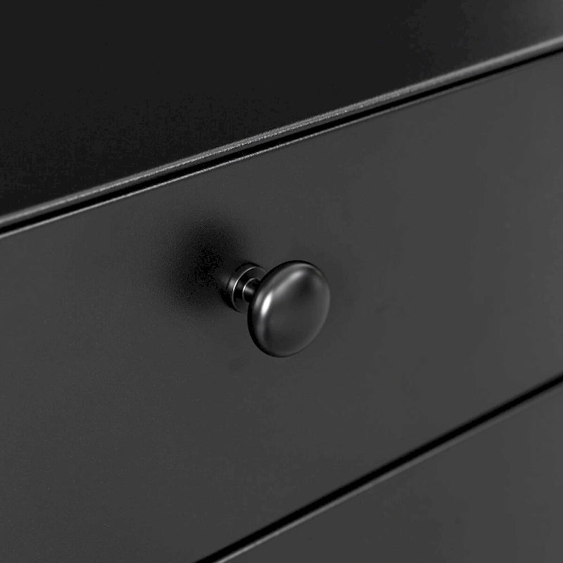 Table de chevet à 3 tiroirs en acier avec poignées rondes Noir Blanc