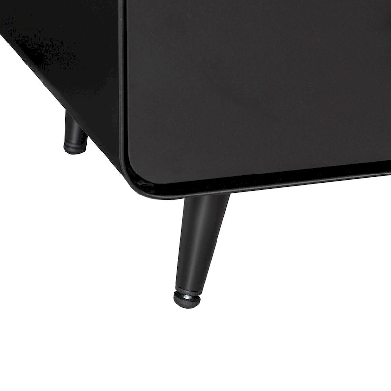 Table de chevet à 3 tiroirs en acier avec poignées rondes Noir Blanc