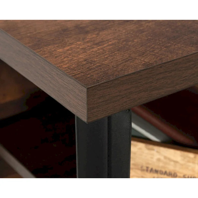 Bureau informatique Barrel Oak avec huche en métal et étagères réglables
