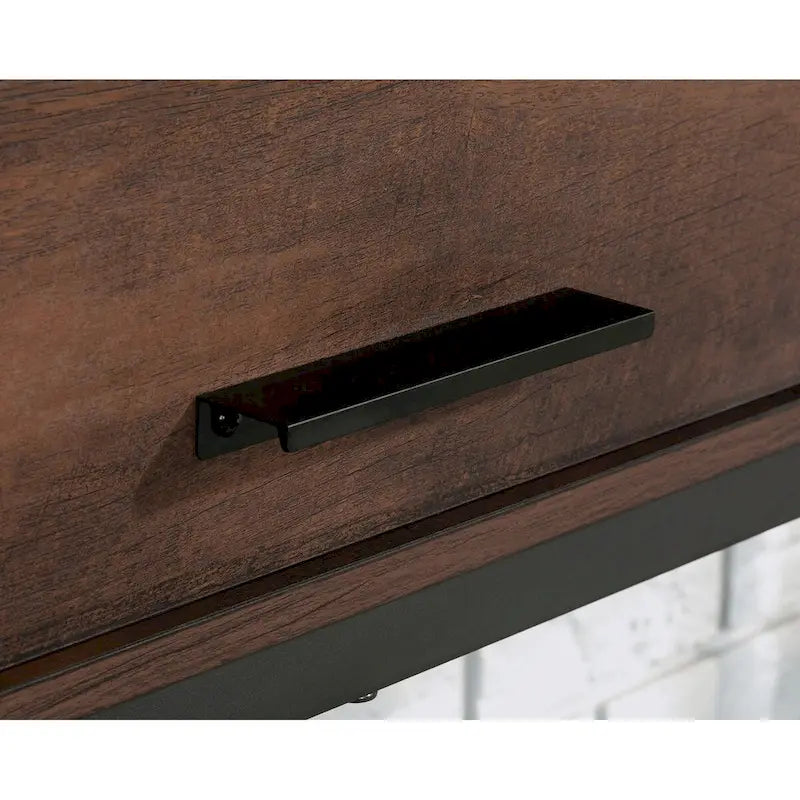 Bureau informatique Barrel Oak avec huche en métal et étagères réglables