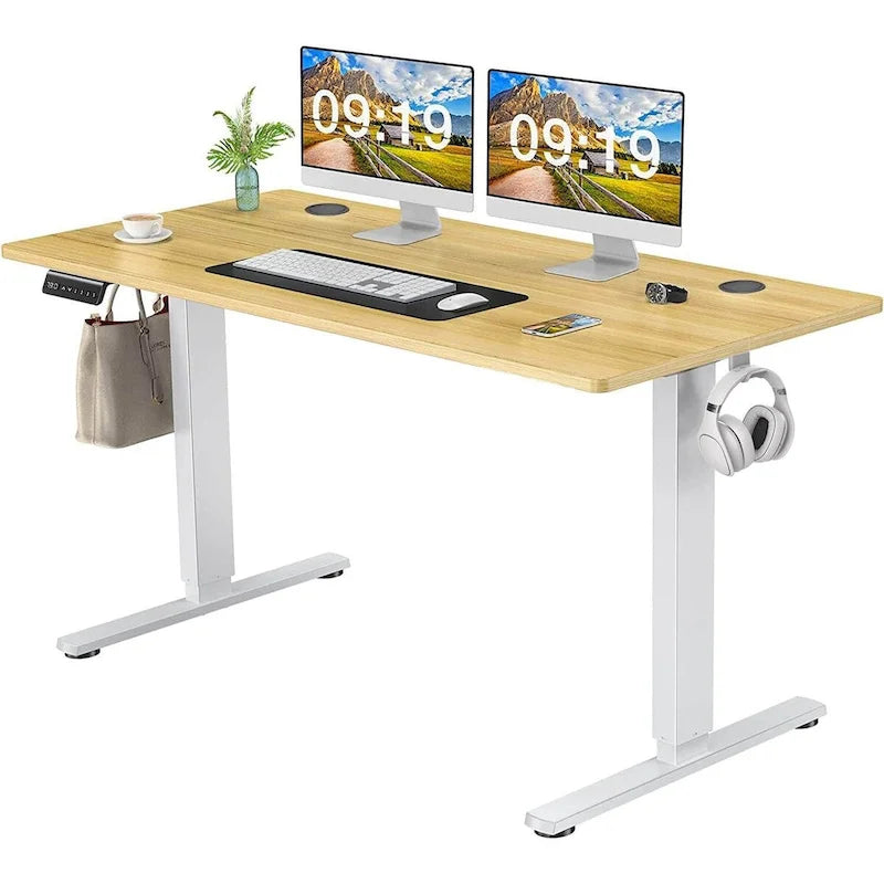 Bureau assis-debout réglable en hauteur électriquement, ergonomique pour la maison et le bureau, noir