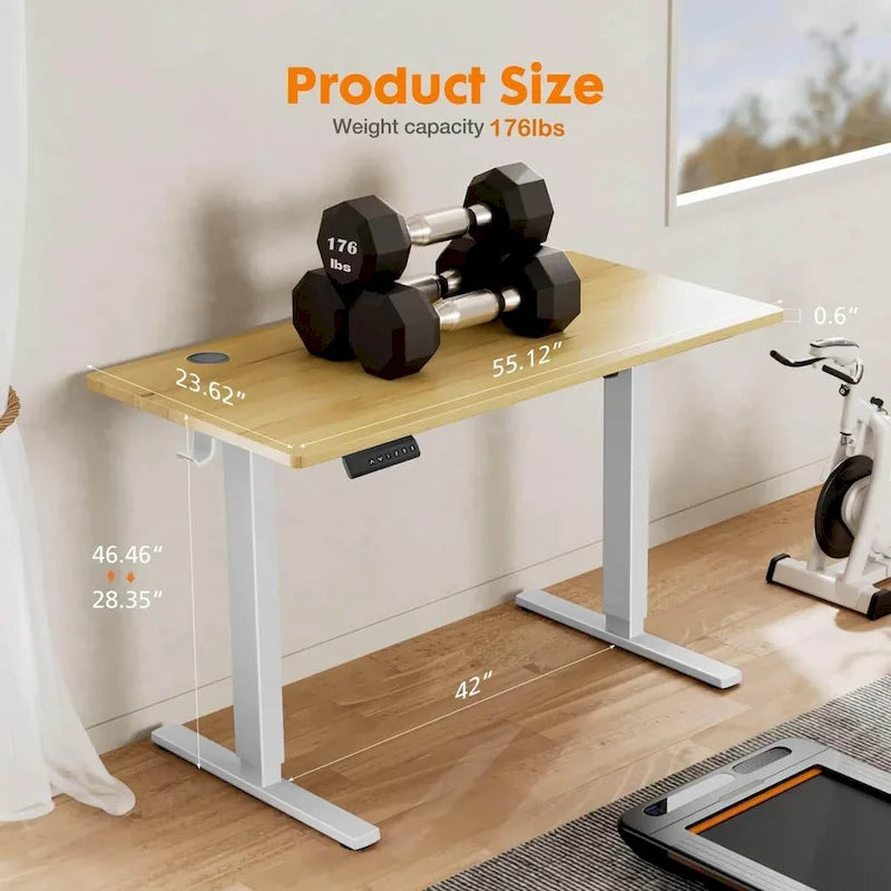 Bureau assis-debout réglable en hauteur électriquement, ergonomique pour la maison et le bureau, noir
