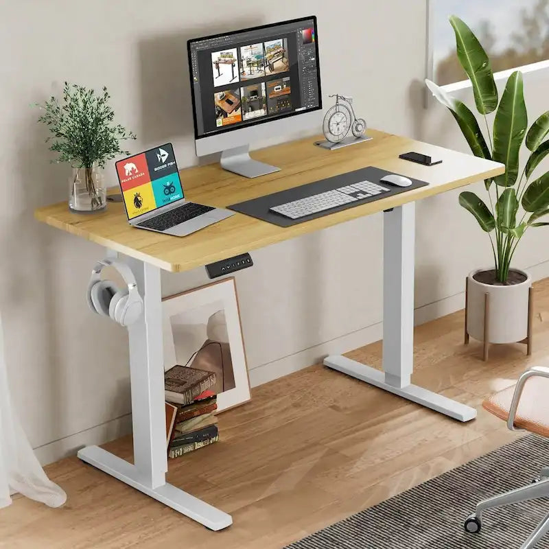 Bureau assis-debout réglable en hauteur électriquement, ergonomique pour la maison et le bureau, noir