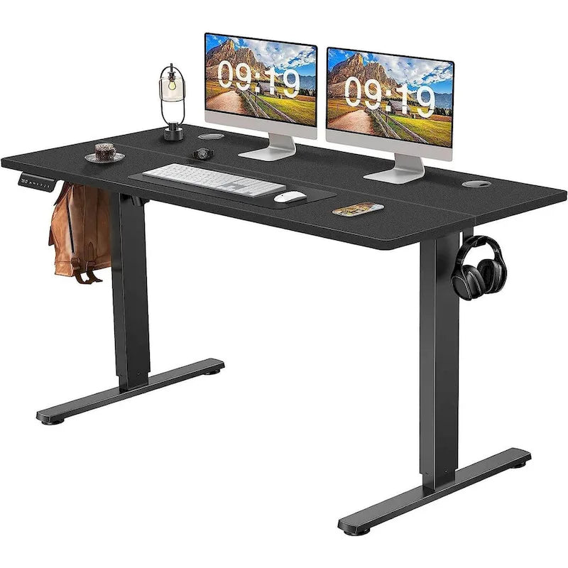 Bureau assis-debout réglable en hauteur électriquement, ergonomique pour la maison et le bureau, noir
