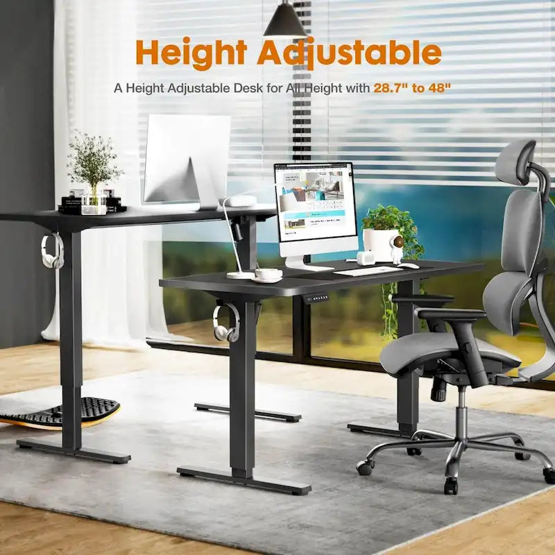 Bureau assis-debout réglable en hauteur électriquement, ergonomique pour la maison et le bureau, noir