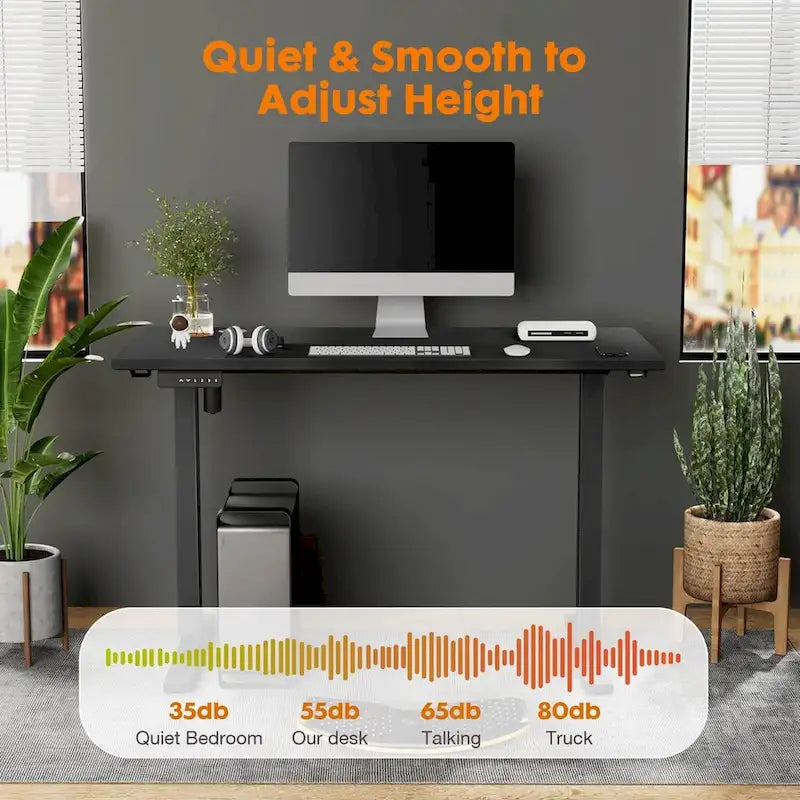 Bureau assis-debout réglable en hauteur électriquement, ergonomique pour la maison et le bureau, noir
