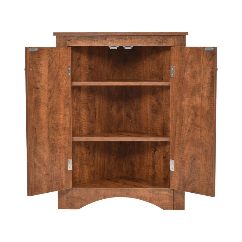 Meuble de Rangement d'Angle pour Salle de Bain avec Étagères Réglables Marron
