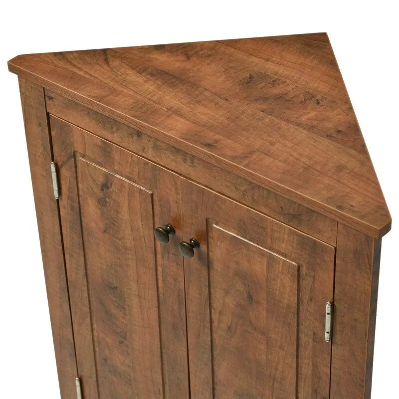 Meuble de Rangement d'Angle pour Salle de Bain avec Étagères Réglables Marron