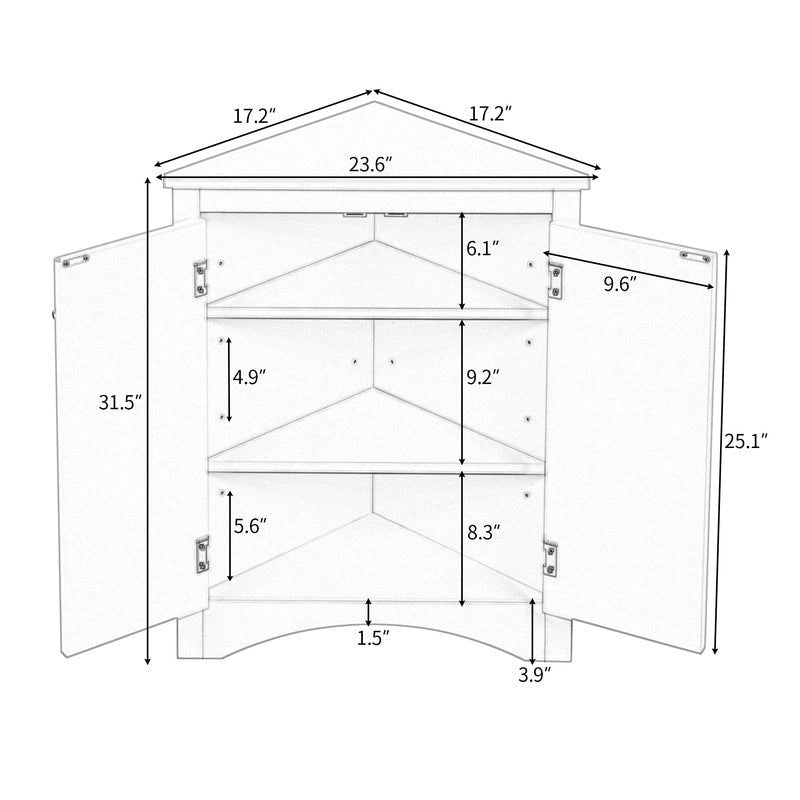 Meuble de Rangement d'Angle pour Salle de Bain avec Étagères Réglables Marron